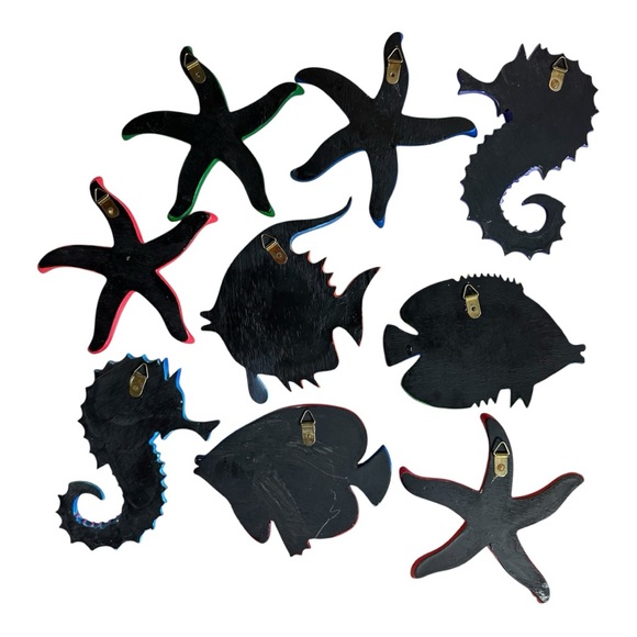 Y2K Fish & Ocean Themed Wall Decor Set of 9 Vibrant Tropical Painted Ceramic - Picture 14 of 16